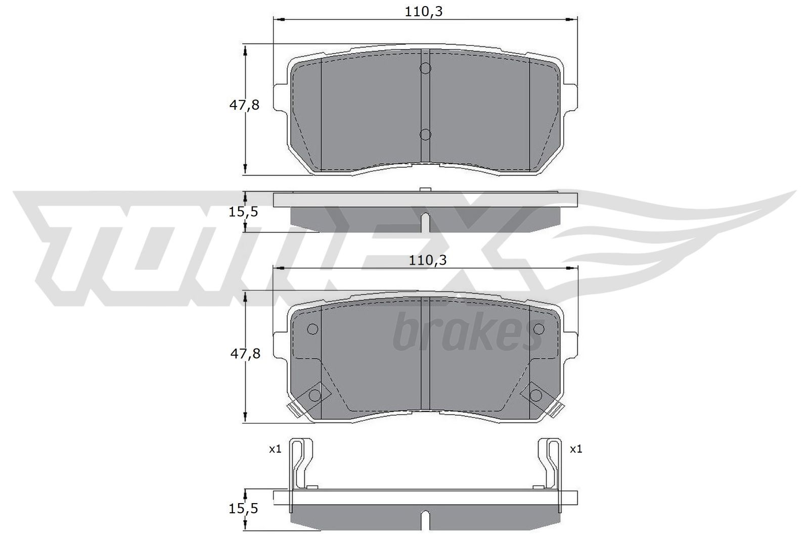 Obrázok Sada brzdových platničiek kotúčovej brzdy TOMEX Brakes  TX1750